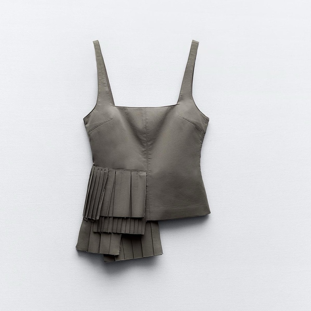 Zara Gray Pleated Women's Top